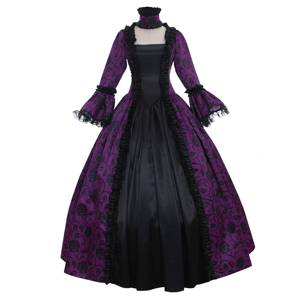 Gothic Rococo Victorian Party Costume Ball Gown Prom Dress Princess Lace print Women's Royal Masquerade Party Carnival of Venice Adults' Dress