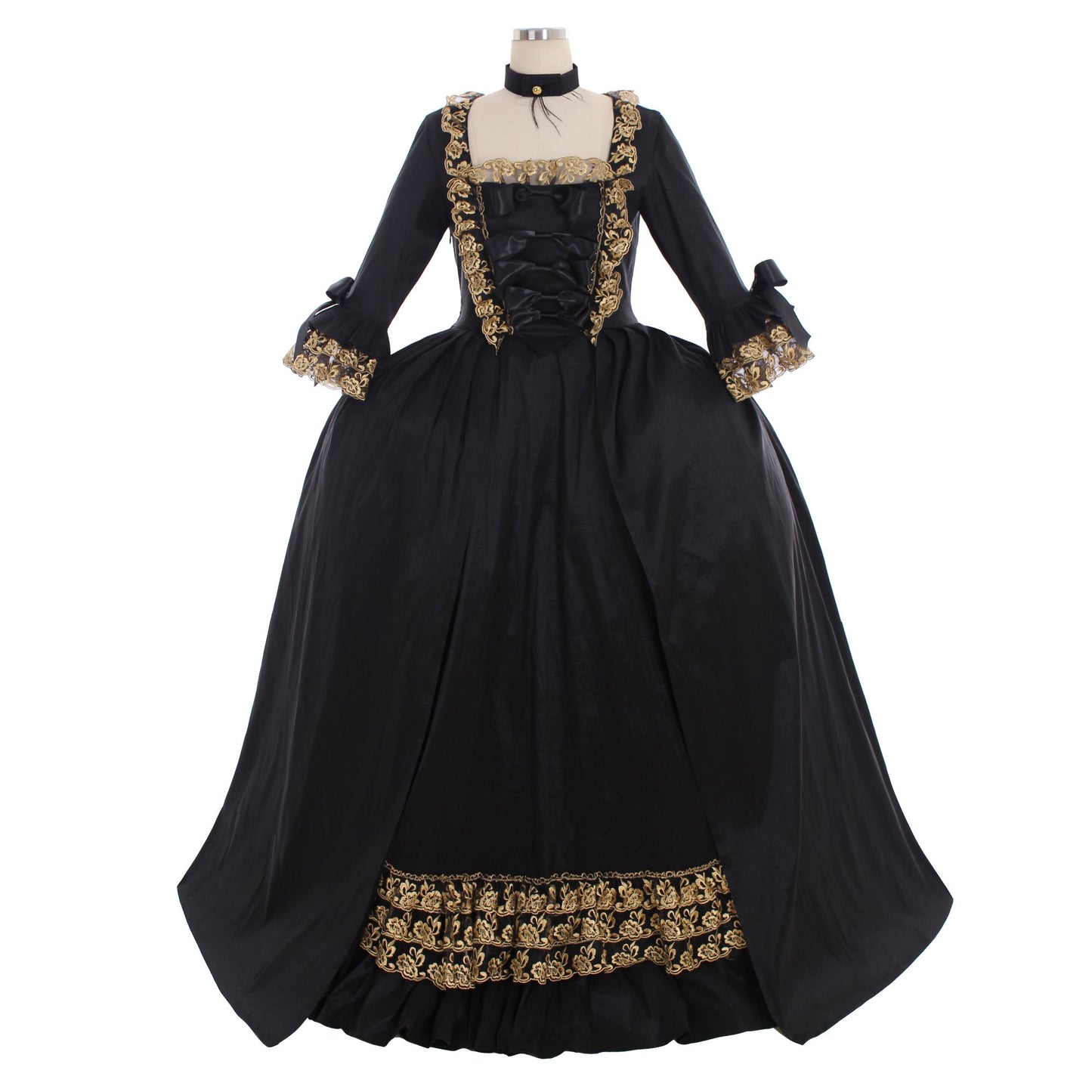 Gothic Rococo Victorian Dress Necklace Style For The Neck Flare Cuff Sleeve Party Costume Prom Dress Princess Shakespeare Solid Color Ball Gown Black Women's Royal Halloween Carnival Valentine's Day Party Evening Dress Masquerade Adults' Dress All