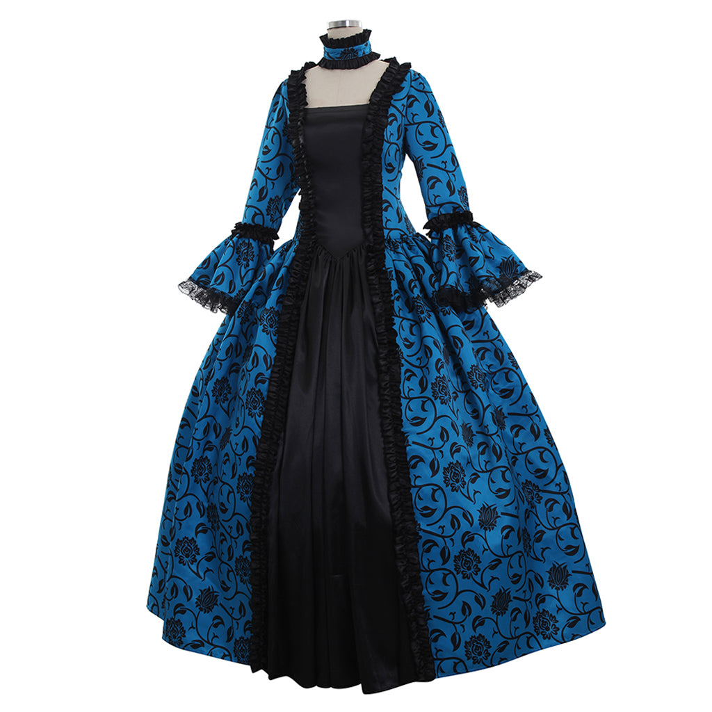 Gothic Rococo Victorian Party Costume Ball Gown Prom Dress Princess Lace print Women's Royal Masquerade Party Carnival of Venice Adults' Dress