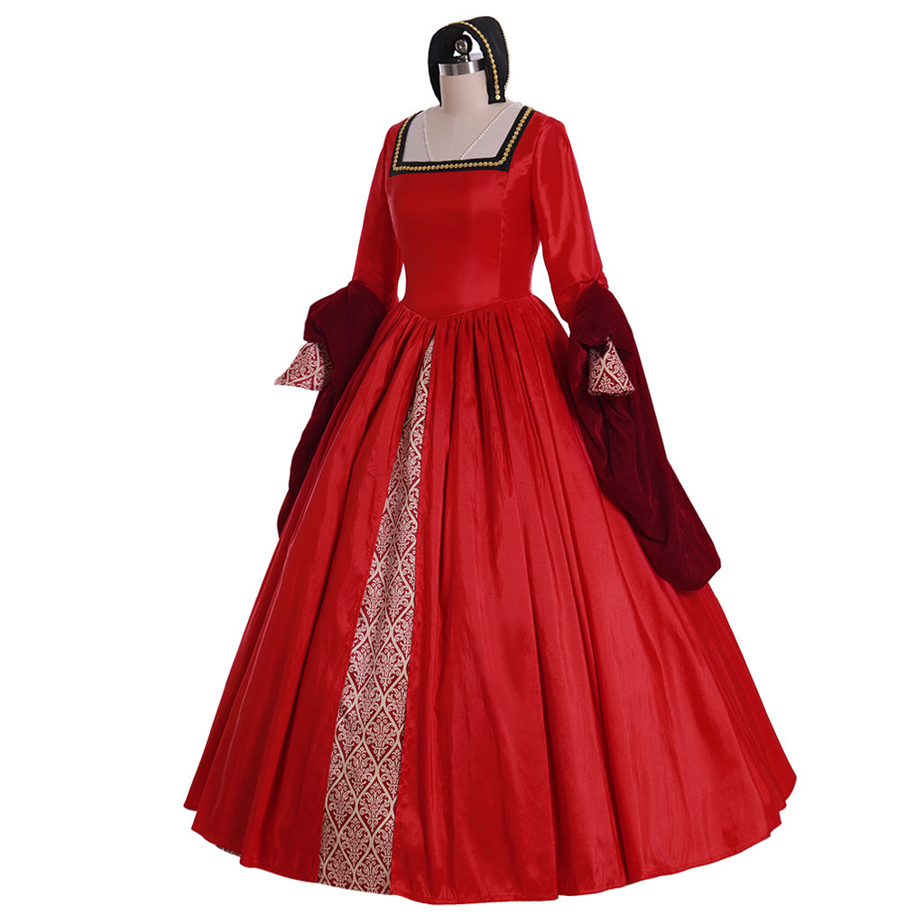 Queen Elizabeth Tudor Period Dress Renaissance Medieval Inspired Gown Prom Outfit Princess Shakespeare Blue - Gold Patterned Long Sleeve Women's Halloween Carnival Valentine's Day Party Evening Party Masquerade Adults' Dress All