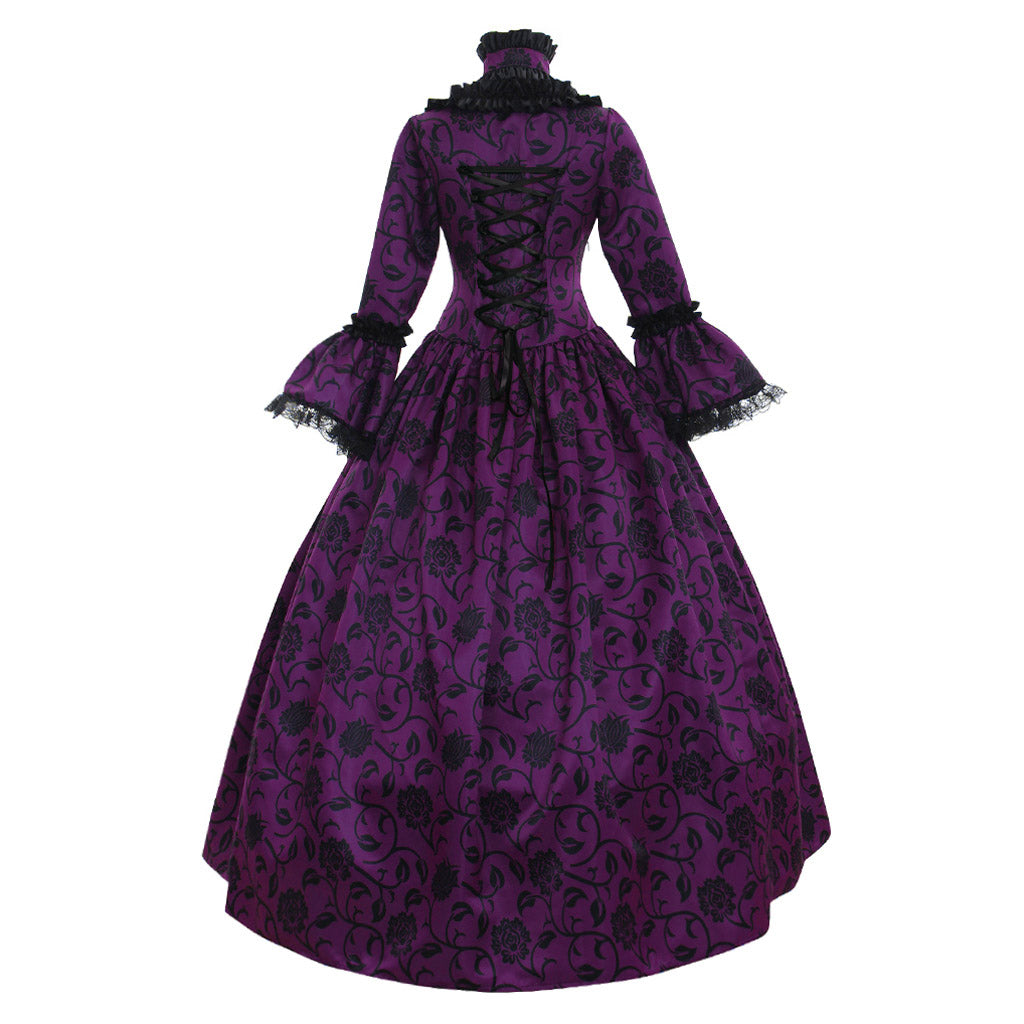 Gothic Rococo Victorian Party Costume Ball Gown Prom Dress Princess Lace print Women's Royal Masquerade Party Carnival of Venice Adults' Dress
