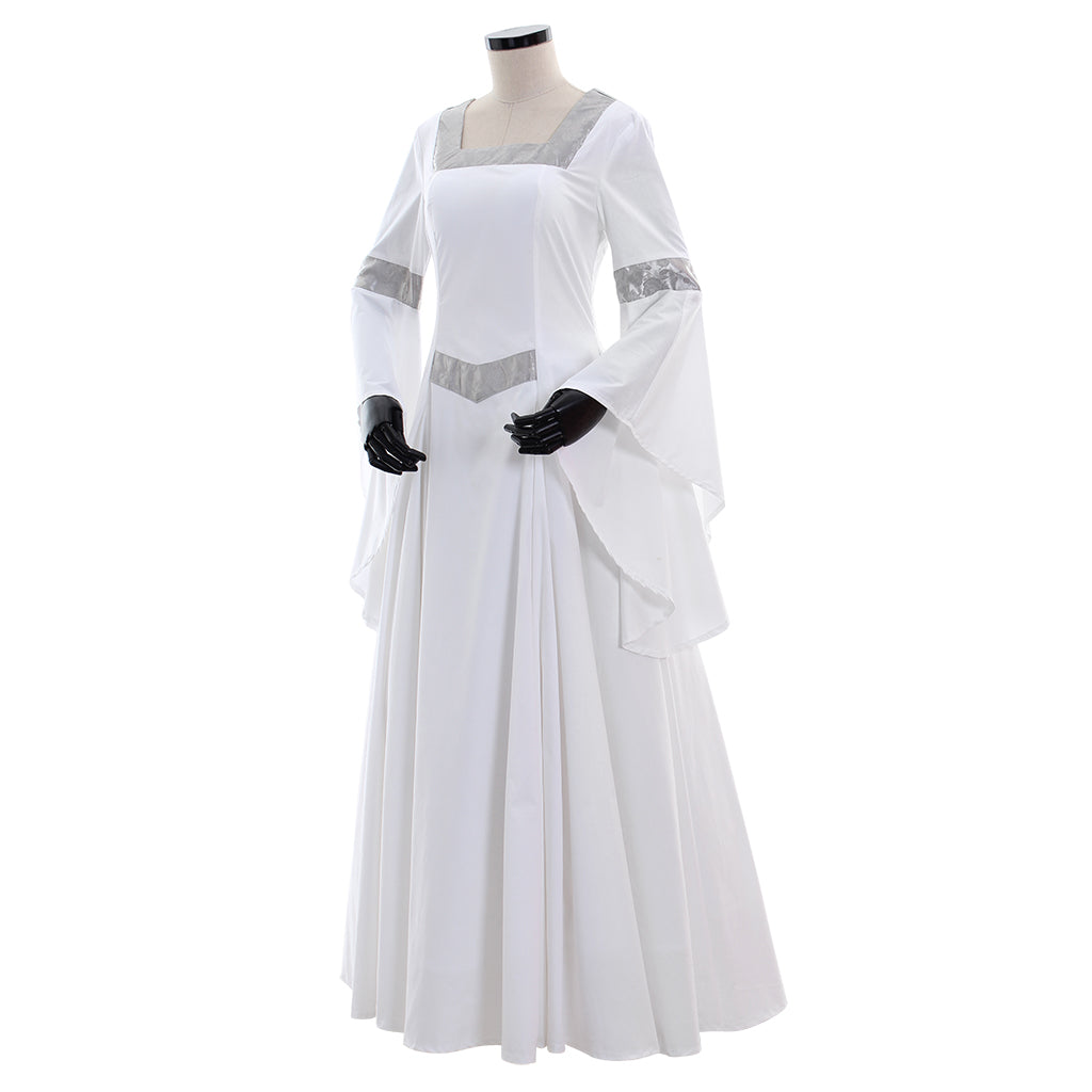 Medieval Women Viking White Cosplay Costume Adult Renaissance Ancient Gown With Long Flowy Sleeves Norse Gothic Ladies Halloween Christmas Dress
