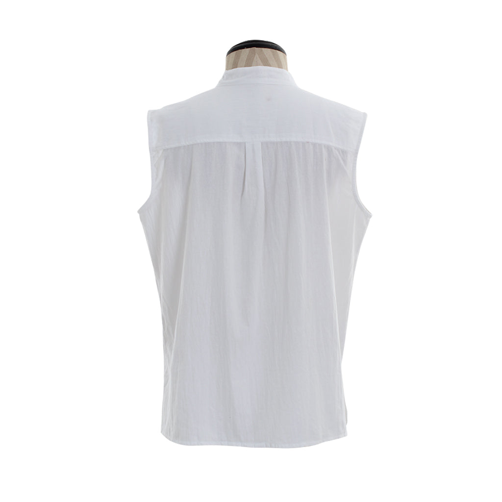 Medieval Men's White Sleeveless Top with Lace up Neckline for Cosplay Themed Events Halloween Christmas or Parties