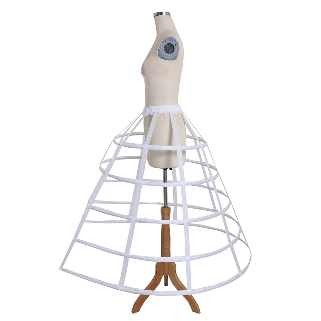 Women's White Baroque Cage Hoop Skirt Pannier Victorian Crinoline Underskirt Vintage Petticoat for Ball Dress Cosplay Princess Dress Rococo Style