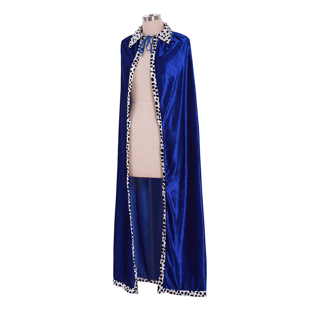 Medieval Red Full-Length Cloak with Leopard Print Trim Detailing
