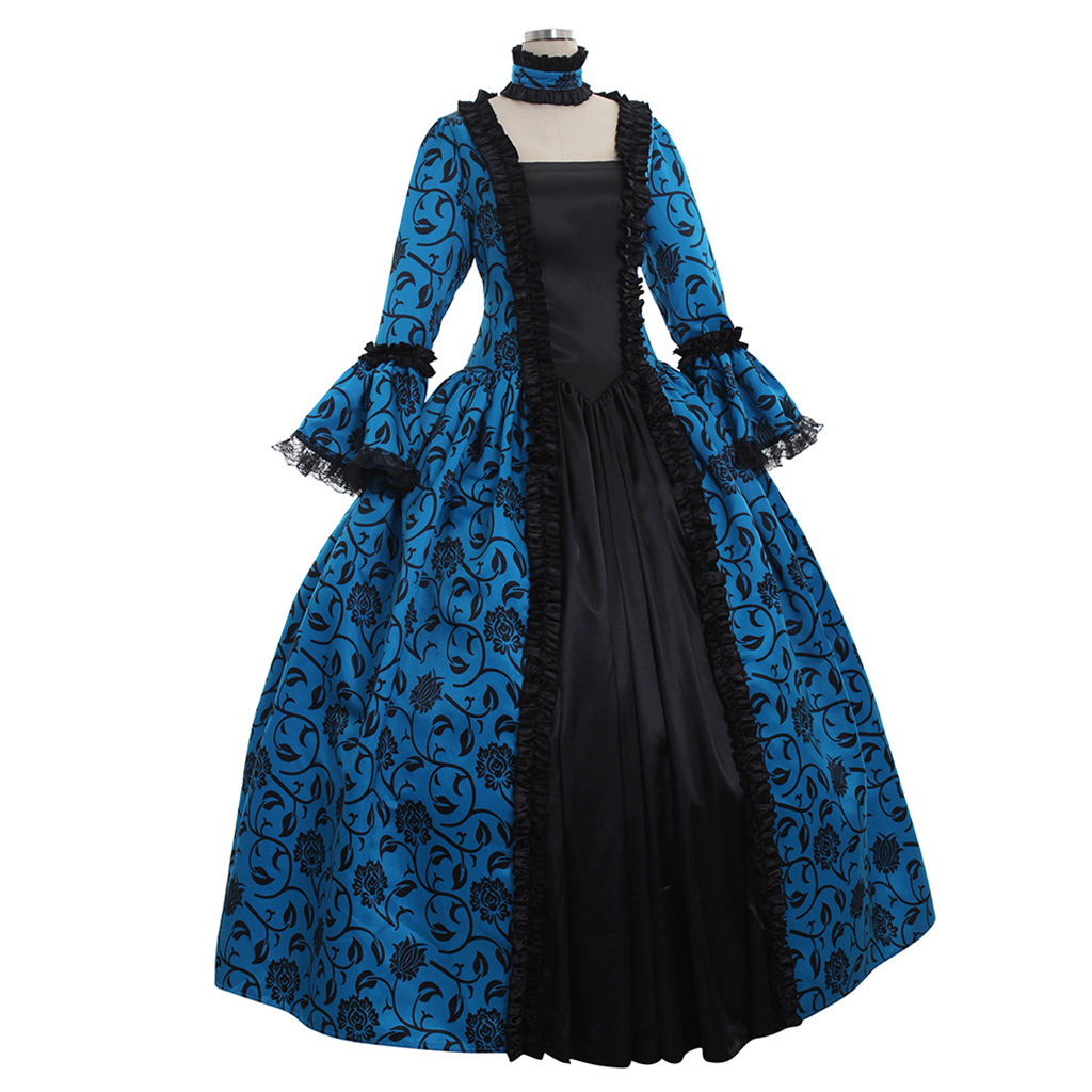 Gothic Rococo Victorian Party Costume Ball Gown Prom Dress Princess Lace print Women's Royal Masquerade Party Carnival of Venice Adults' Dress