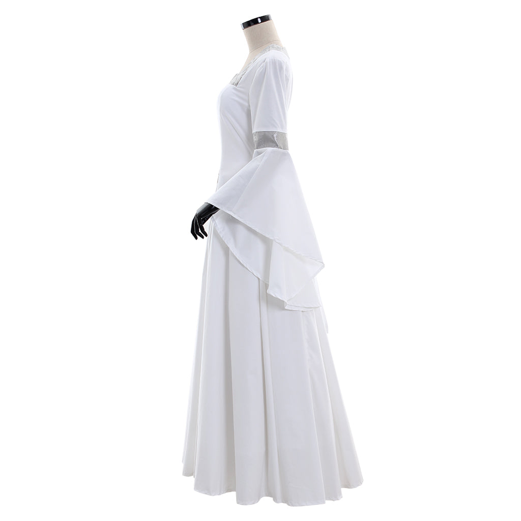 Medieval Women Viking White Cosplay Costume Adult Renaissance Ancient Gown With Long Flowy Sleeves Norse Gothic Ladies Halloween Christmas Dress