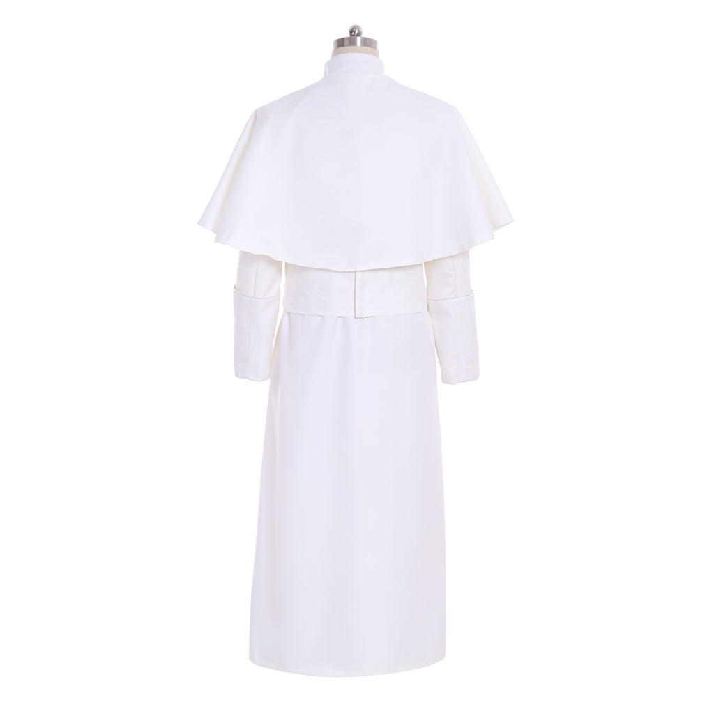 Medieval Men Renaissance White Papal-style Cosplay Costume Adult Vintage Religious Long Sleeve Maxi Robe Men's Halloween Christmas