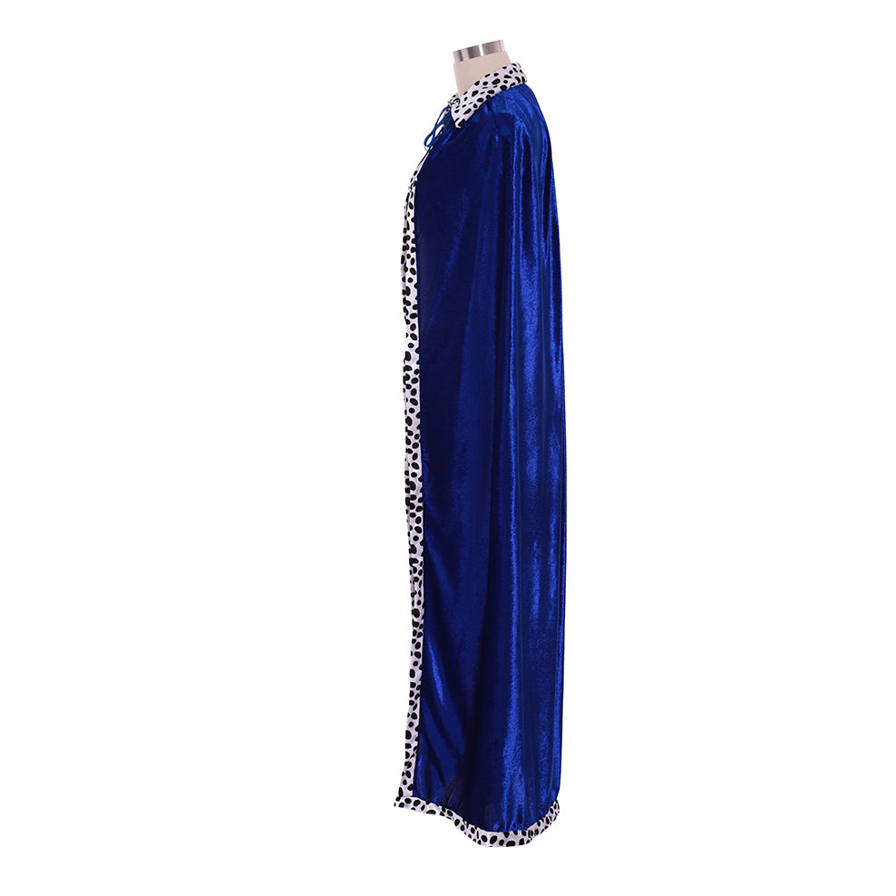 Medieval Red Full-Length Cloak with Leopard Print Trim Detailing