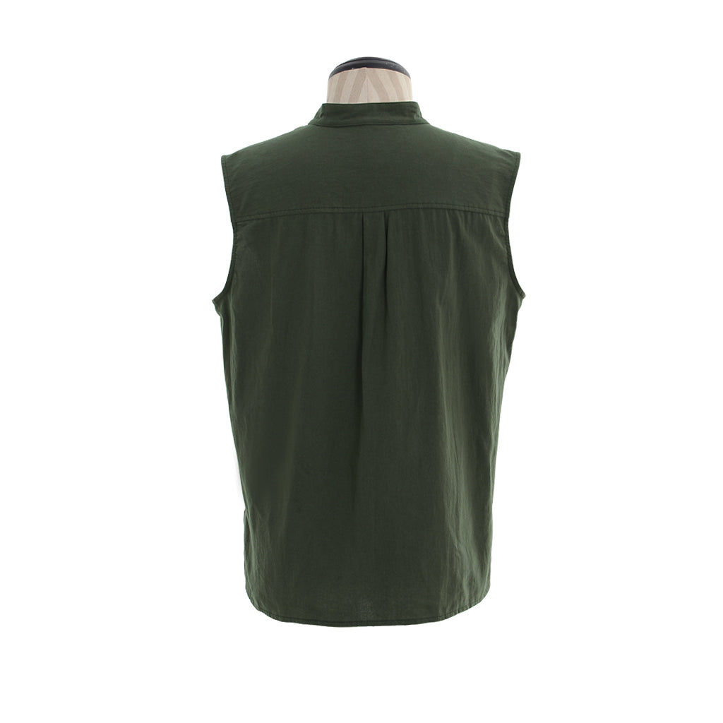 Medieva Men's Sleeveless Tunic with Lace Up Neckline Renaissance Style Top for Cosplay or Themed EventsHalloween Christmas or Themed Parties