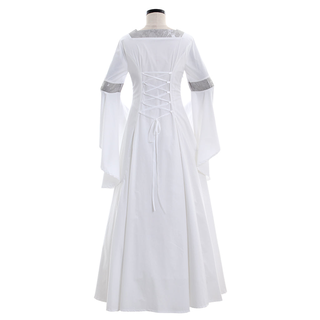 Medieval Women Viking White Cosplay Costume Adult Renaissance Ancient Gown With Long Flowy Sleeves Norse Gothic Ladies Halloween Christmas Dress