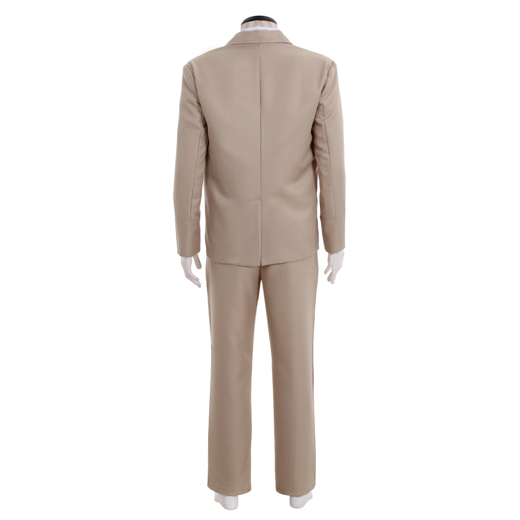 Medieval Men's Beige Three Piece Suit with Black Bow Tie Costume for Cosplay Themed Events Halloween Christmas or Themed Parties