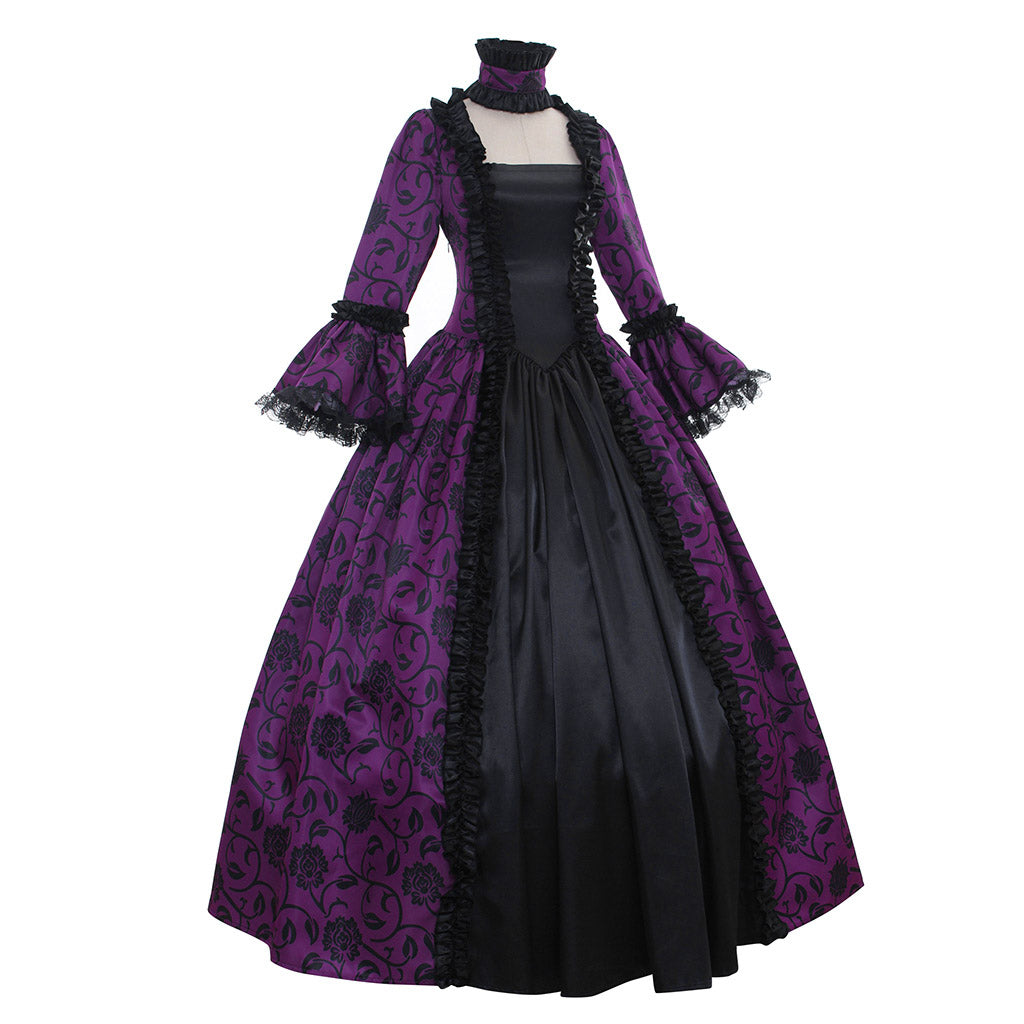 Gothic Rococo Victorian Party Costume Ball Gown Prom Dress Princess Lace print Women's Royal Masquerade Party Carnival of Venice Adults' Dress