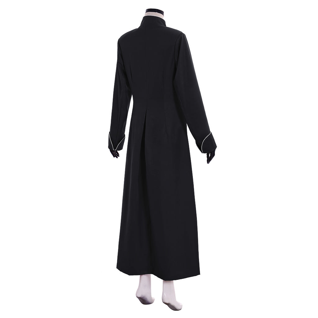 Medieval Women Renaissance Black Cosplay Costume Adult Ancient Gown With Mandarin Collar Long Sleeve Gothic Ladies Halloween Christmas Dress