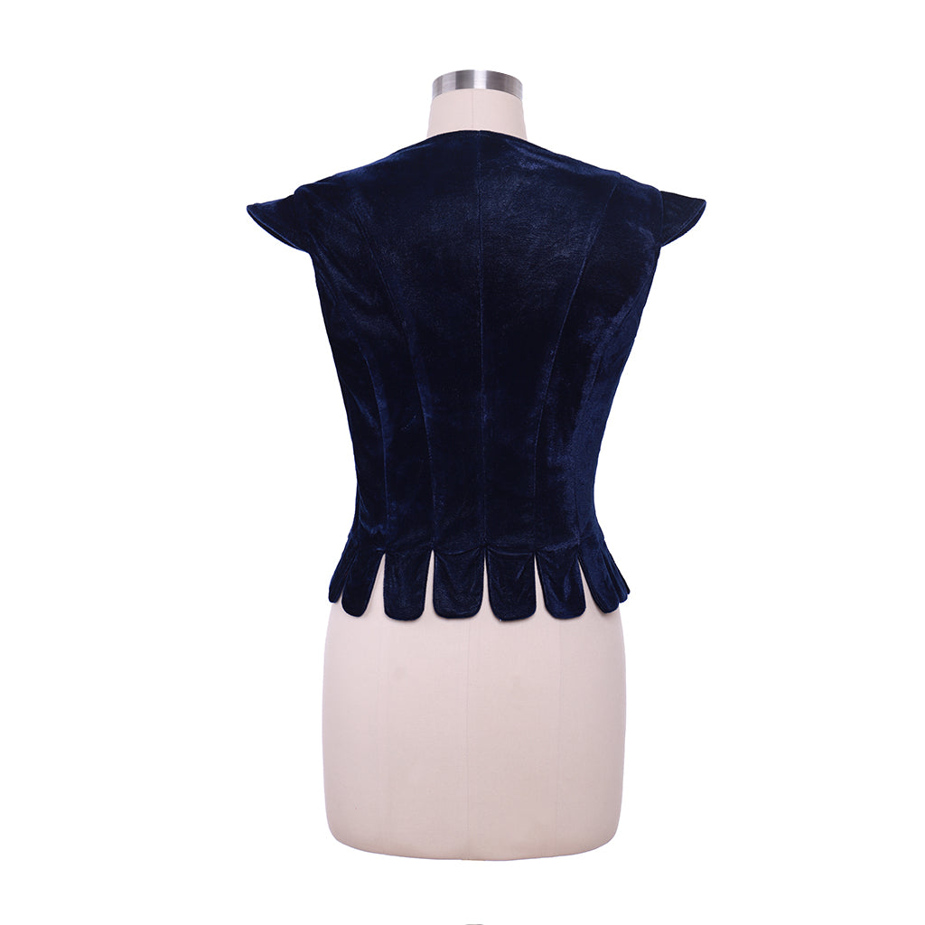 Medieval Lady's Waistcoat Renaissance VestGothic Navy Blue Velvet Corset Women Adult Renaissance Lace Up Bustier Top Cosplay Costume Ladies Halloween Christmas Outfit