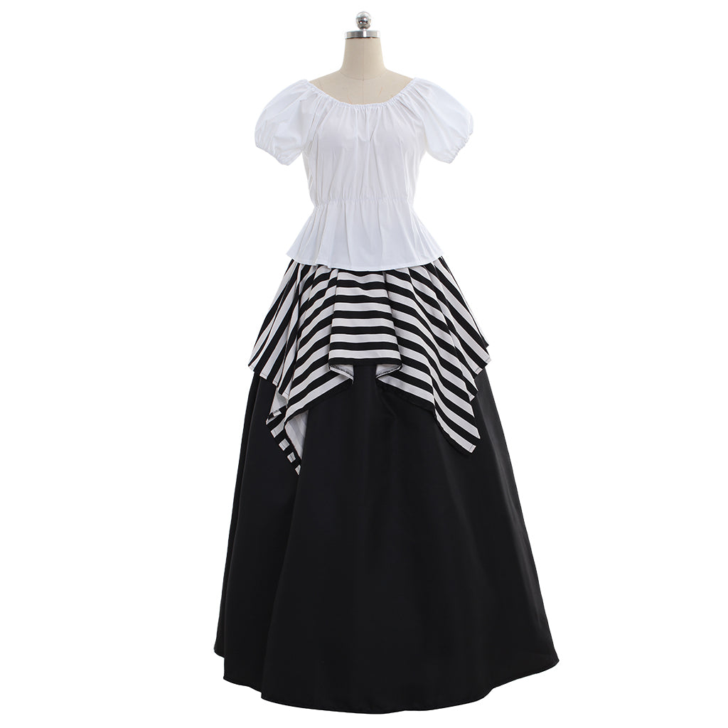 Medieval Women Viking Red Black And White Striped Cosplay Costume Adult Renaissance Ancient Gown Norse Gothic Ladies Halloween Christmas Dress
