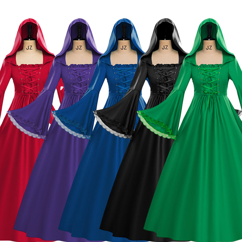 Medieval Hooded Gowns with Long Sleeves for Historical Reenactments Medieval Themed Halloween Christmas