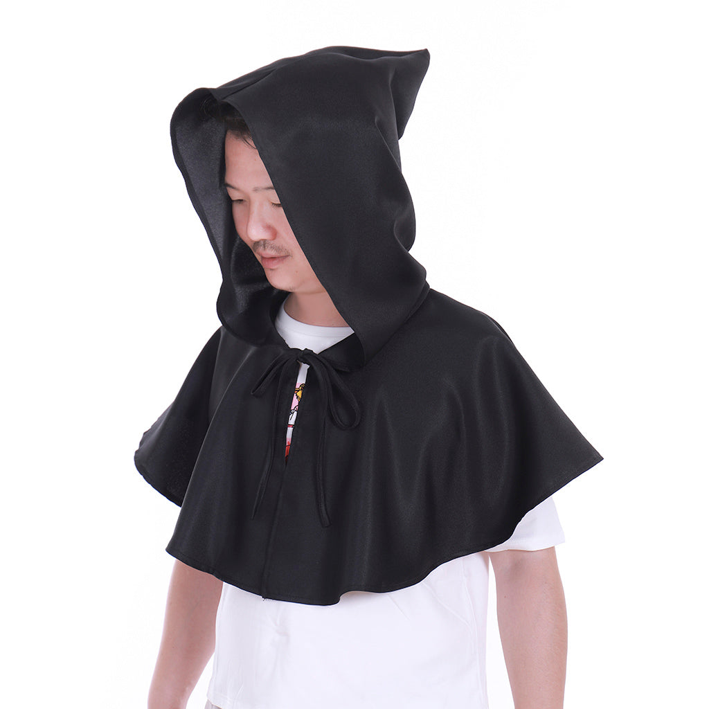 Medieval Gothic Hooded Short Cloak Cropped Cape for Cosplay Halloween Costumes