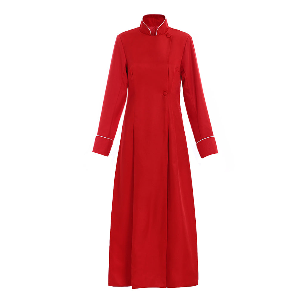 Medieval Renaissance Women's Red Cosplay Dress with Stand Up Collar, Long Sleeves and Floor Length Skirt Gothic Ladies Vintage Party Gown
