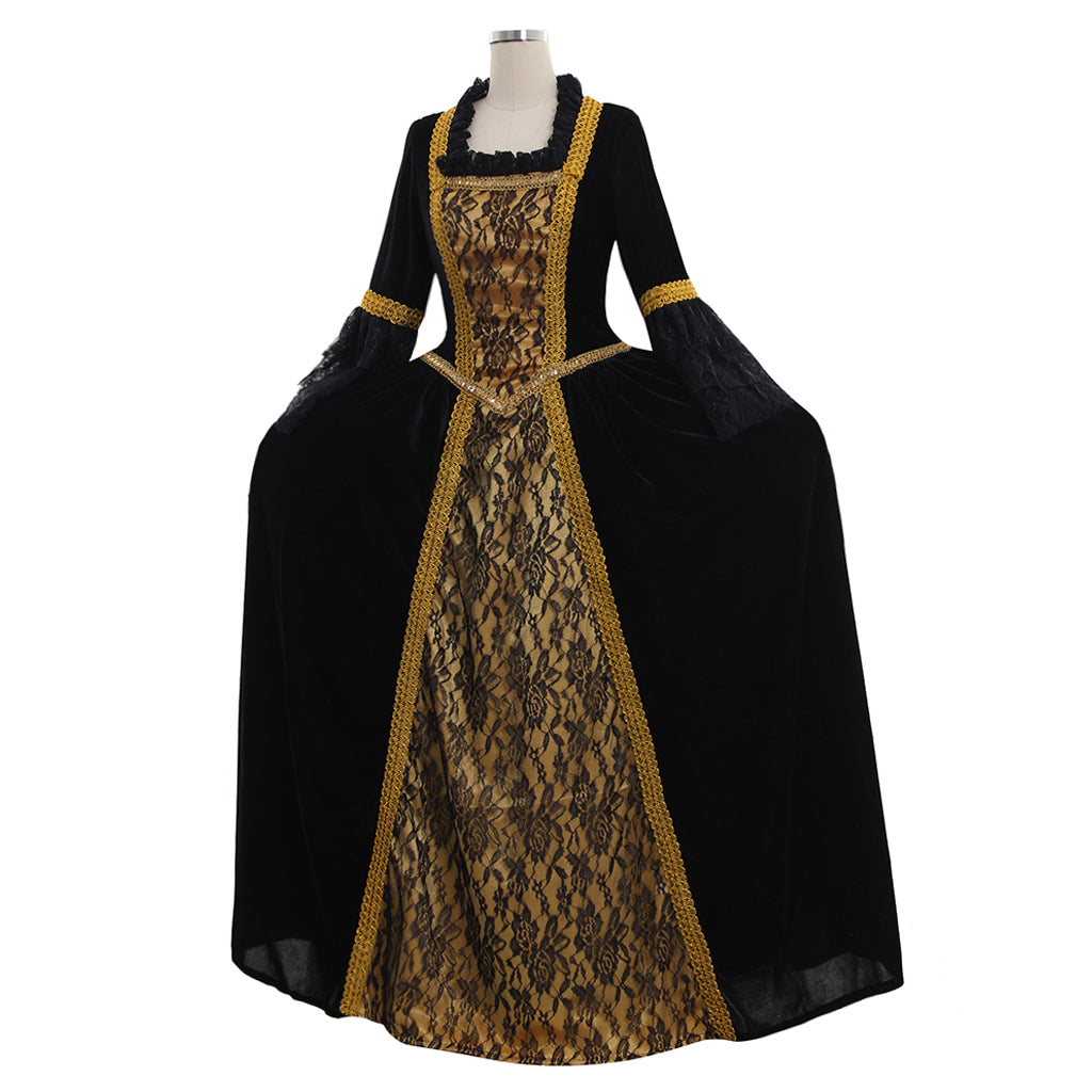 18th Rococo Colonial gown Victorian Renaissance Princess Period Prom Dress Black Costume Lace print Custom Women's Vintage Cosplay Performance Party Christmas Halloween Carnival Party Evening dress Masquerade Adults' Dress