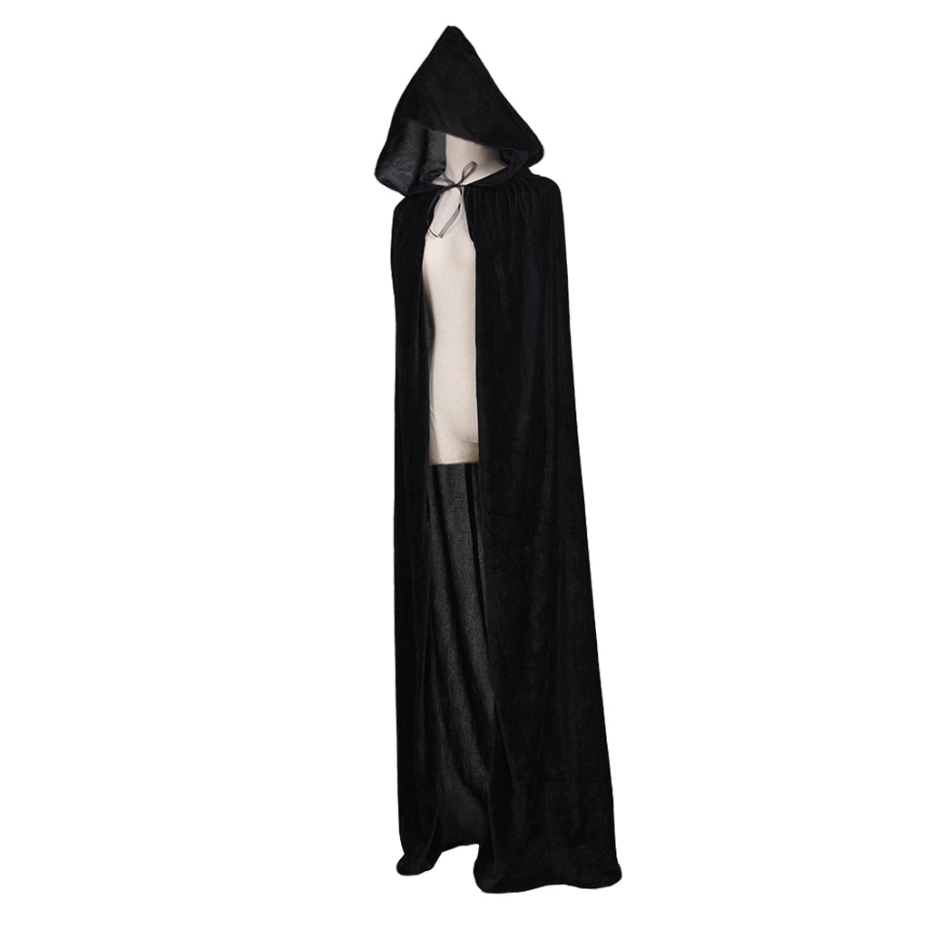 Medieval Hooded Velvet Cloak Adult Renaissance Vintage Cosplay Long Robe