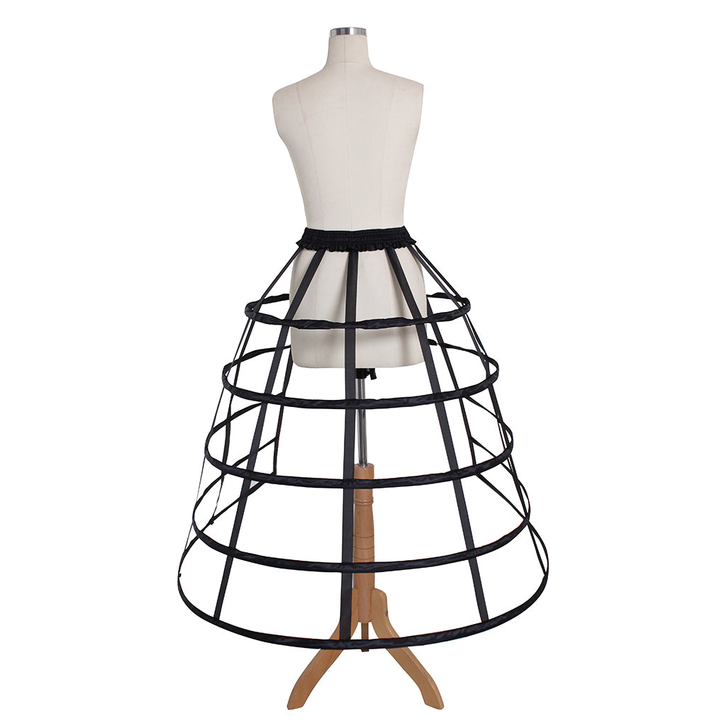 Women's White Baroque Cage Hoop Skirt Pannier Victorian Crinoline Underskirt Vintage Petticoat for Ball Dress Cosplay Princess Dress Rococo Style