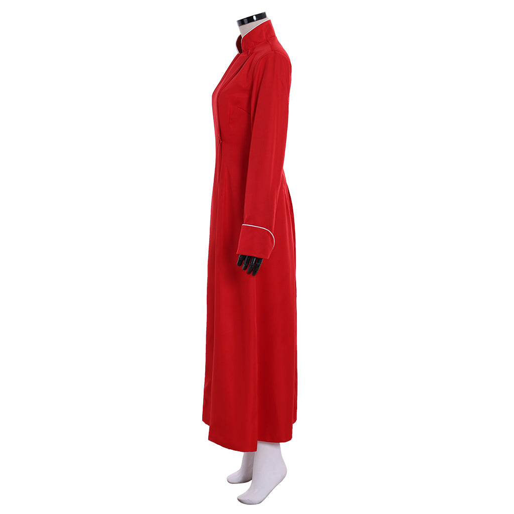 Medieval Renaissance Women's Red Cosplay Dress with Stand Up Collar, Long Sleeves and Floor Length Skirt Gothic Ladies Vintage Party Gown
