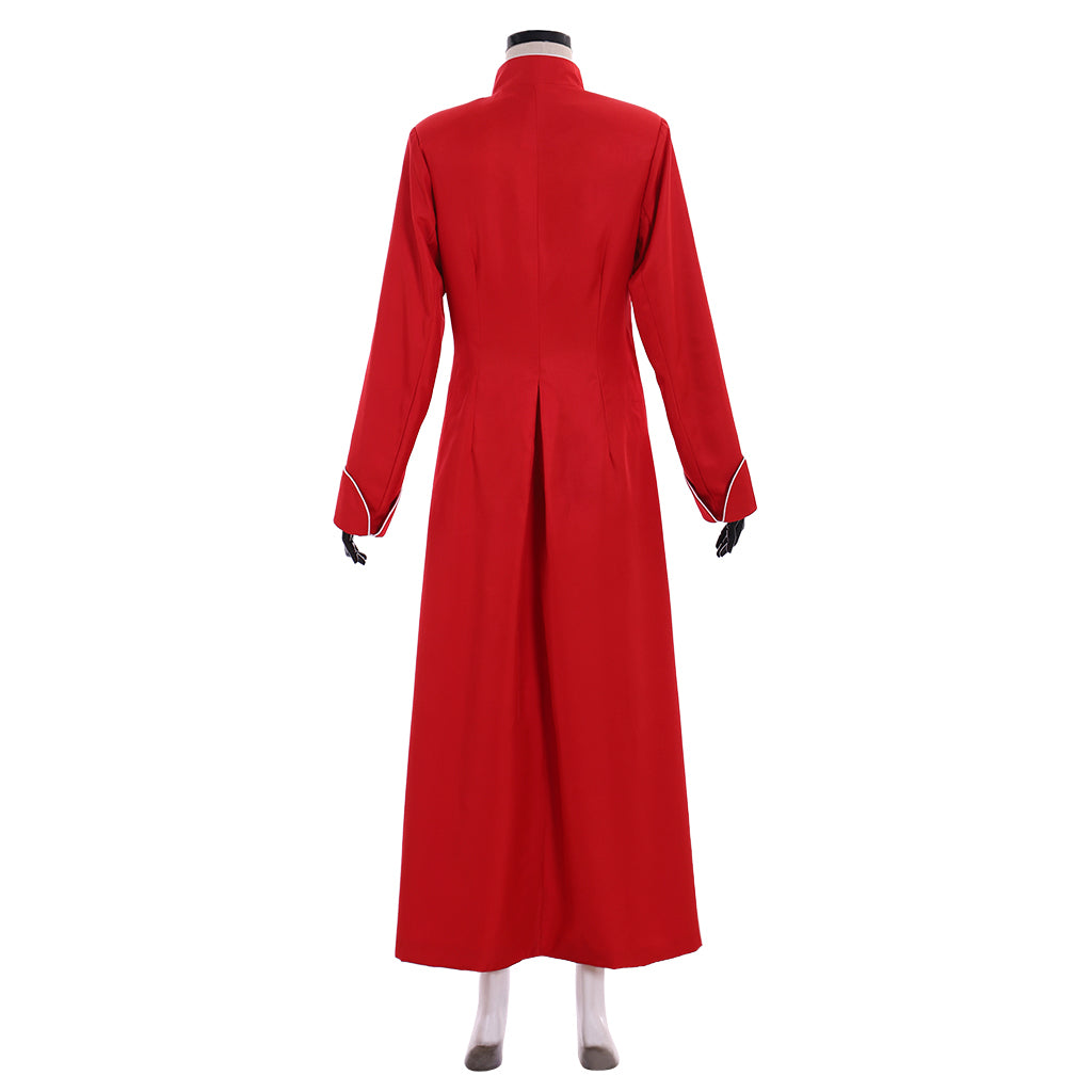 Medieval Renaissance Women's Red Cosplay Dress with Stand Up Collar, Long Sleeves and Floor Length Skirt Gothic Ladies Vintage Party Gown