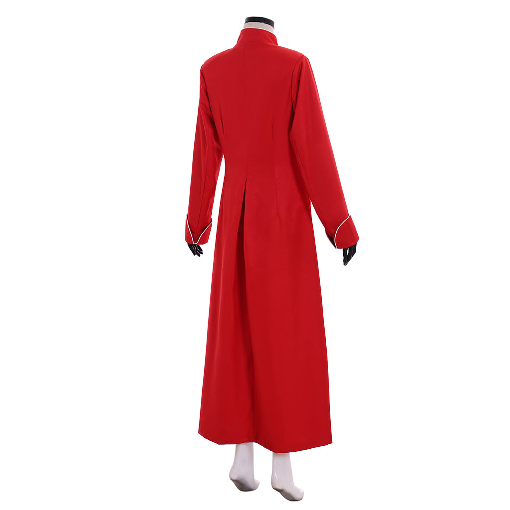 Medieval Renaissance Women's Red Cosplay Dress with Stand Up Collar, Long Sleeves and Floor Length Skirt Gothic Ladies Vintage Party Gown