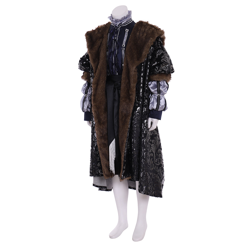 18th Century European Rococo Style Coat with Fur and Lace Embellishments for Historical Reenactments Cosplay Events Halloween Christmas or Parties