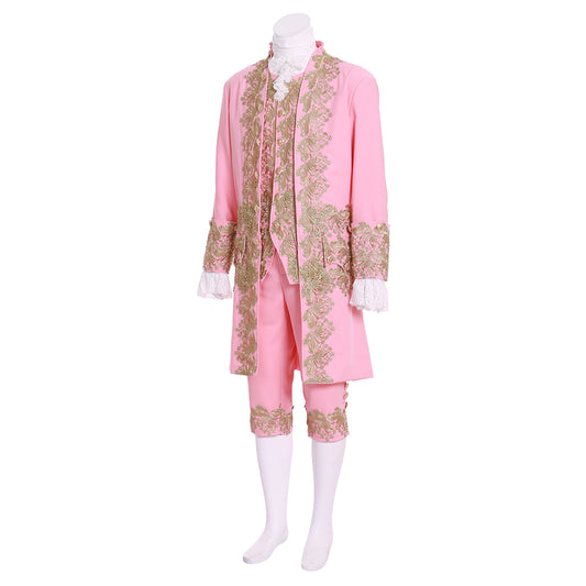 Medieval Men's Rococo Court Suit with Intricate Gold Embroidery Cosplay Stage Costume Adult Halloween Christmas Party Themed Outfit