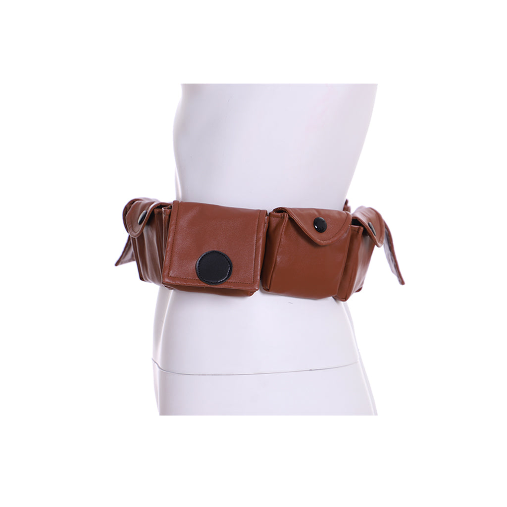 Medieval Men Renaissance Brown Multi Pocket Tie Up Belt Cosplay Costume Gothic Accessory