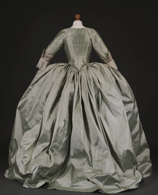 Rococo Style Light Green Satin Gown with Layered Decorative Skirt for Historical Reenactments Royal Court Halloween Christmas