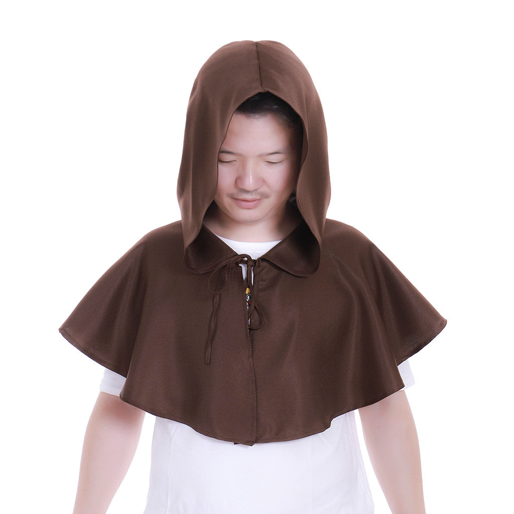 Medieval Gothic Hooded Short Cloak Cropped Cape for Cosplay Halloween Costumes