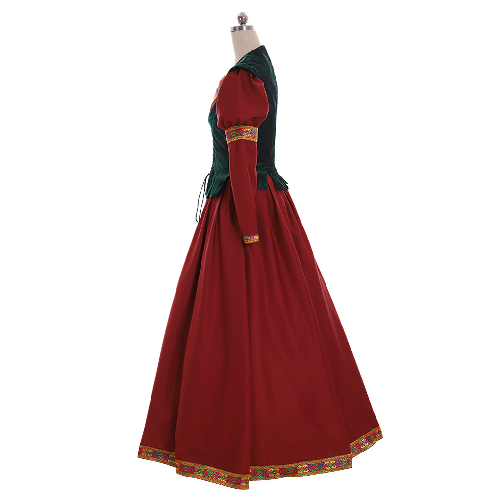 Medieval Women Renaissance Cosplay Costume Adult Ancient Outfit With Corset Top And Puff Sleeves Long Skirt Gothic Ladies Dress