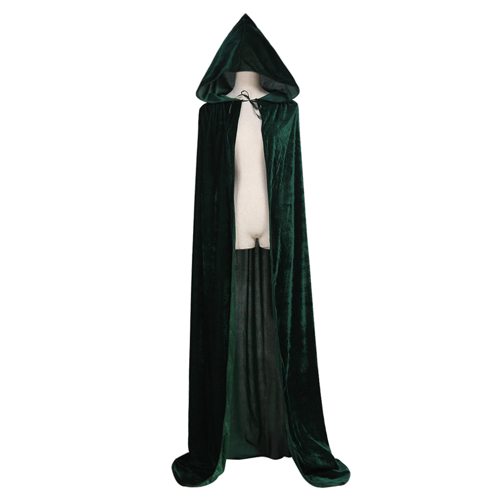Medieval Hooded Velvet Cloak Adult Renaissance Vintage Cosplay Long Robe