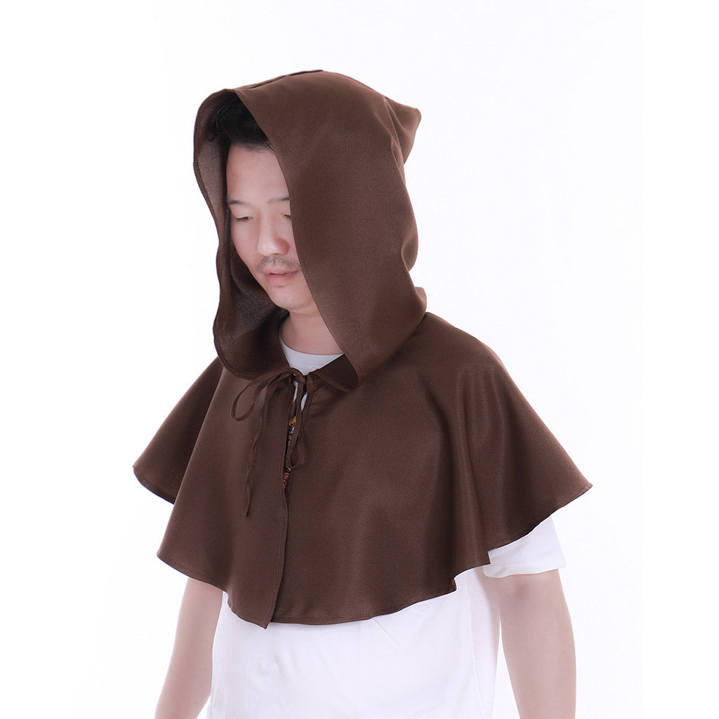 Medieval Gothic Hooded Short Cloak Cropped Cape for Cosplay Halloween Costumes