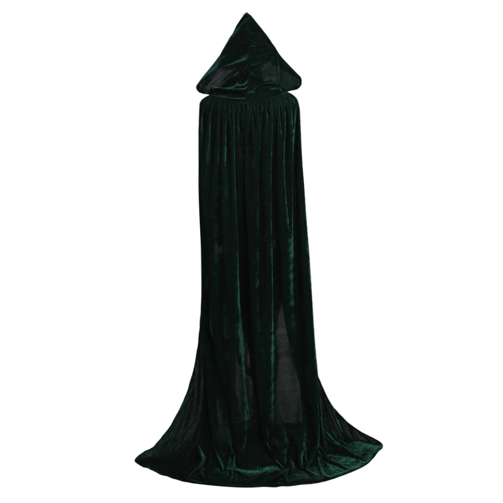 Medieval Hooded Velvet Cloak Adult Renaissance Vintage Cosplay Long Robe