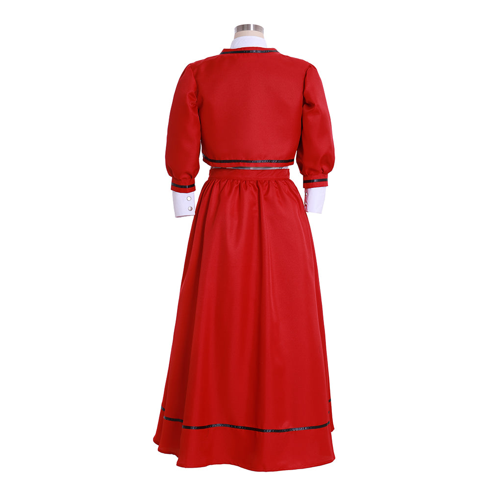 Medieval Women Renaissance Red Coat With White Blouse Bubble - Sleeve Long Skirt Cosplay Costume Adult Vintage Court Ladies' Halloween Christmas