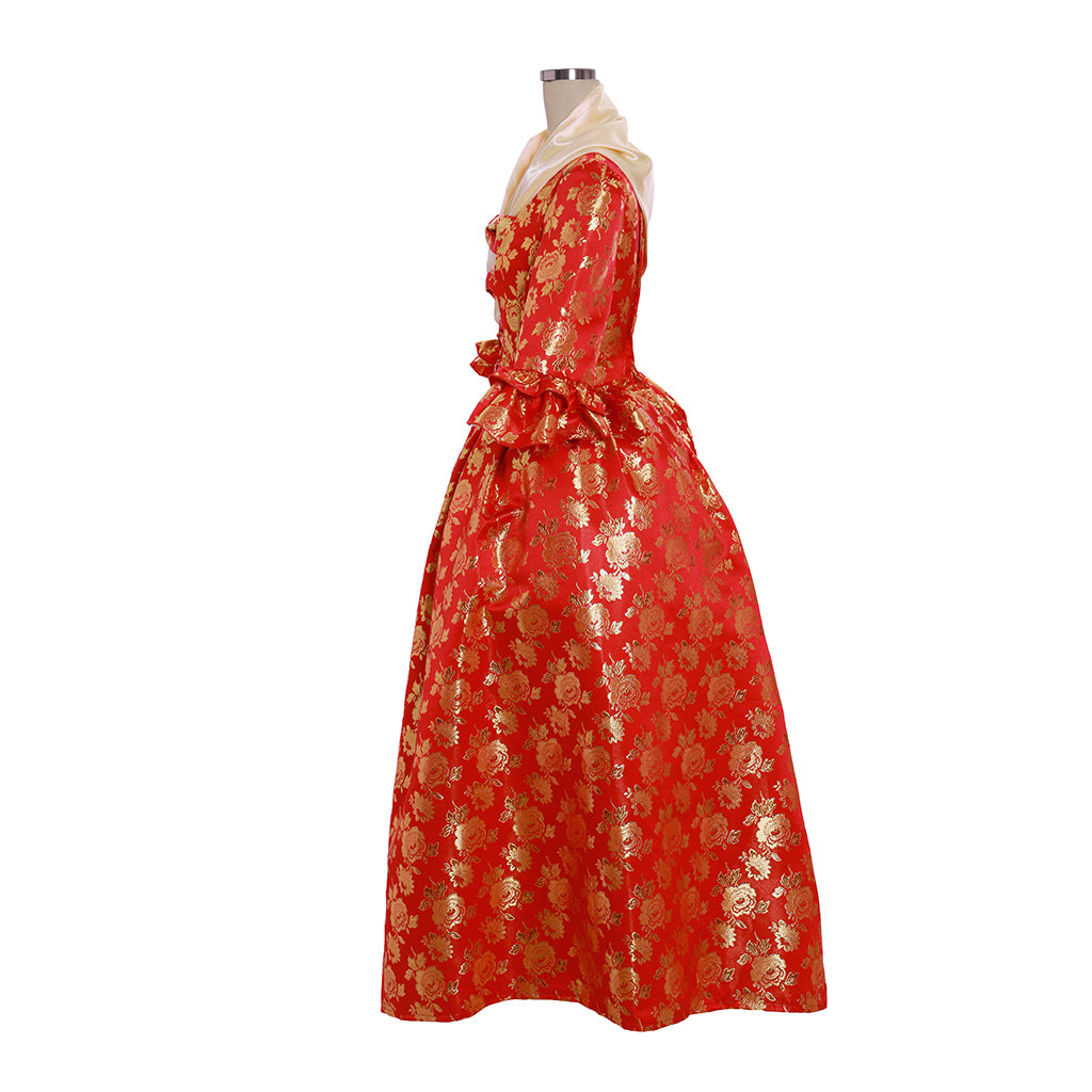 Gothic Rococo Vintage Inspired Dress Party Costume Prom Dress Princess Flare Cuff Sleeve Bow Accessory Pint Dsign Shakespeare Maxi Dress Red Women's Royal Christmas Halloween Carnival Party Evening dress Masquerade Adults' Dress All
