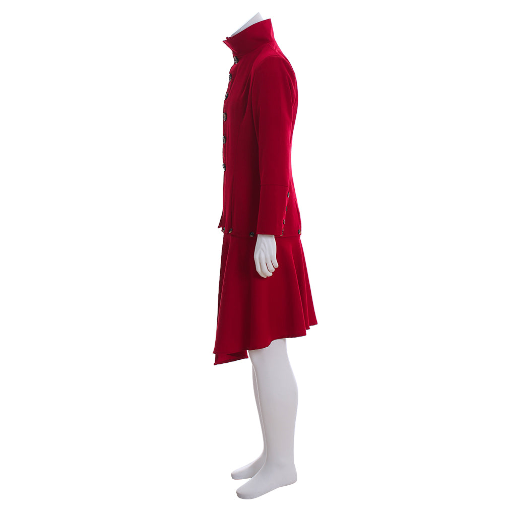 Medieval Men's Red Velvet Coat with Rear Tail Costume for Cosplay Themed Events Halloween Christmas or Parties