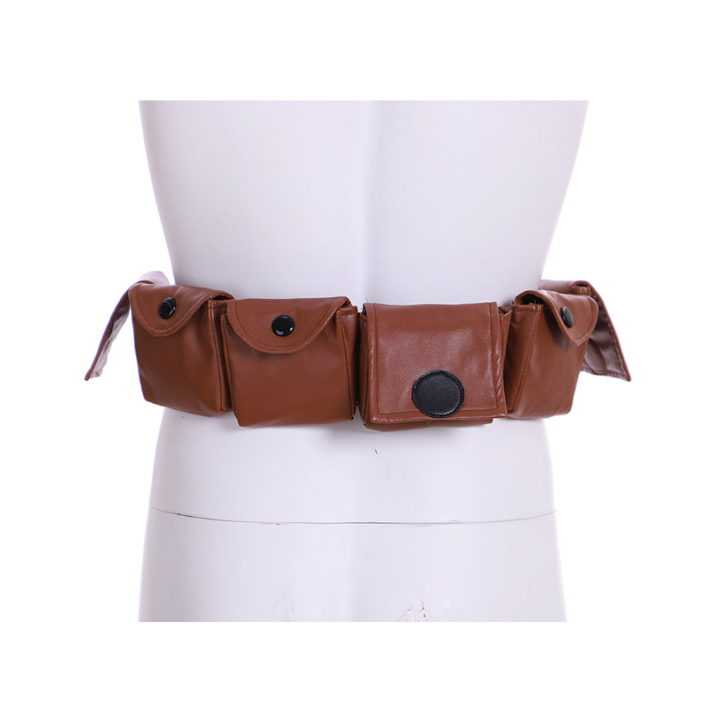 Medieval Men Renaissance Brown Multi Pocket Tie Up Belt Cosplay Costume Gothic Accessory