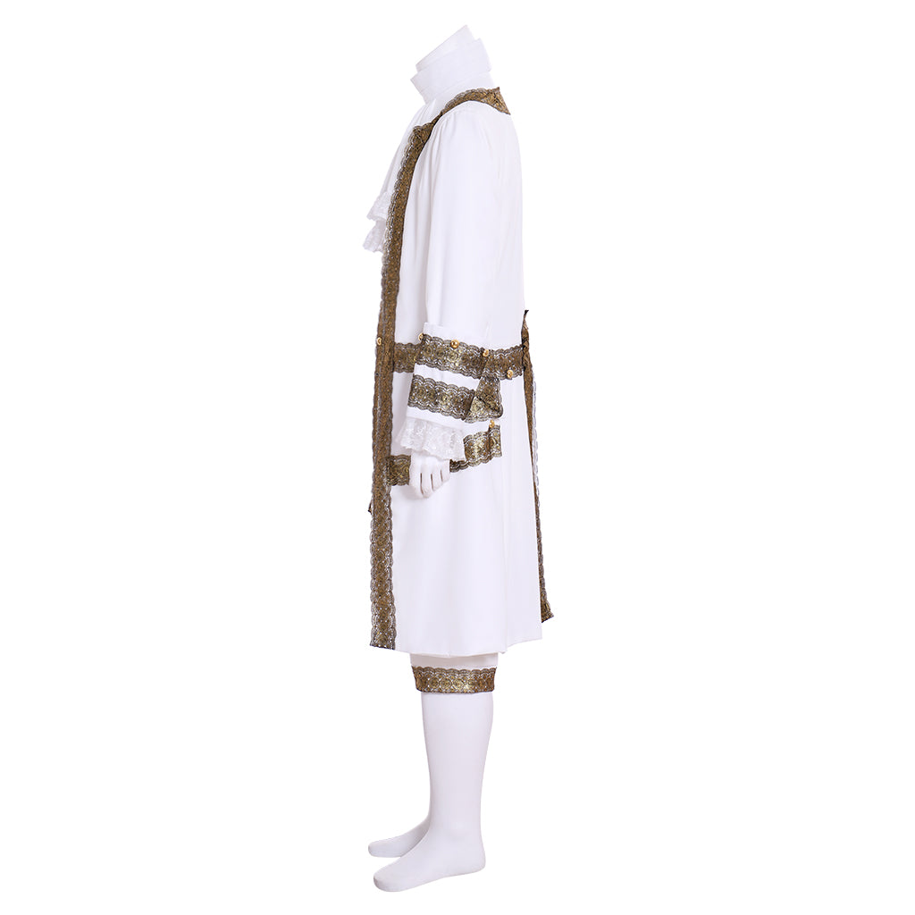18th-Century European Rococo Justaucorps and Breeches Costume with Gold Embellishments for Historical Reenactments Cosplay Events or Halloween Christmas or Parties