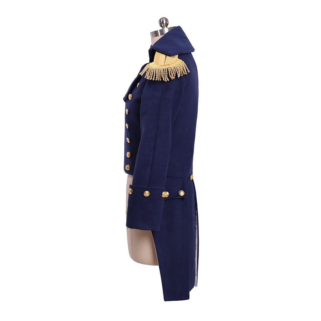 18th Century European Military Style Officer Jacket with Gold Embellishments for Historical Reenactments Cosplay Events Halloween Christmas or Parties