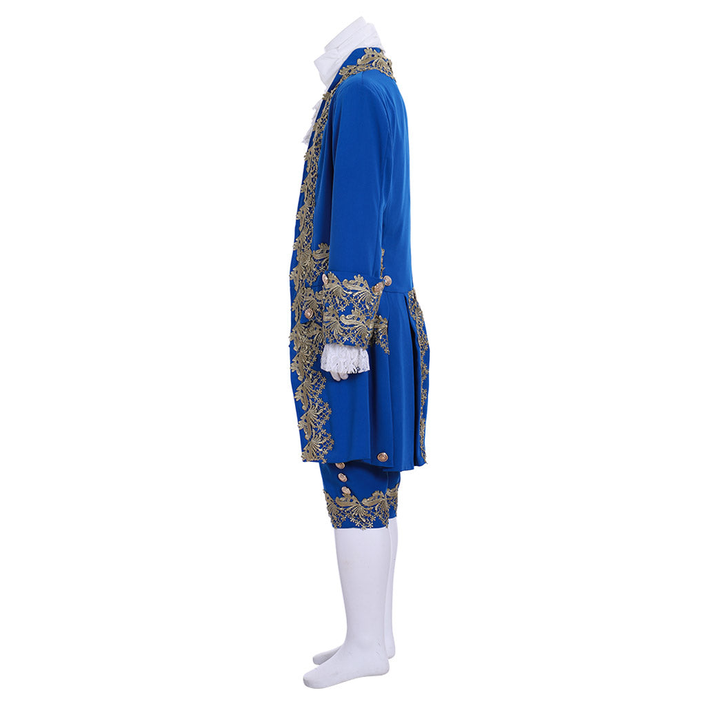 Medieval Men's Rococo Court Suit with Intricate Gold Embroidery Cosplay Stage Costume Adult Halloween Christmas Party Themed Outfit