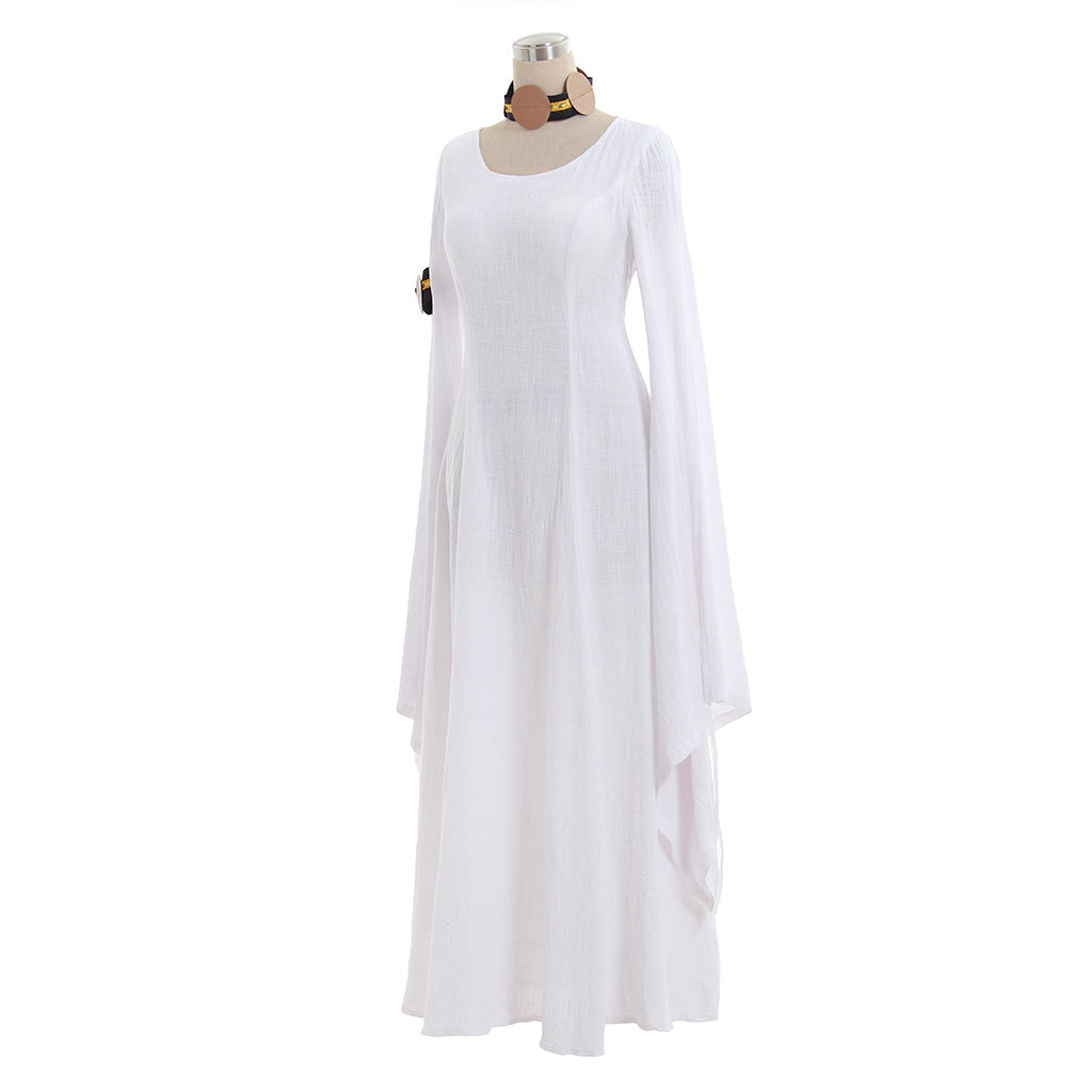 Medieval Women Viking White Cosplay Costume Adult Renaissance Ancient Gown With Long Flowy Sleeves Norse Gothic Ladies Halloween Christmas Dress