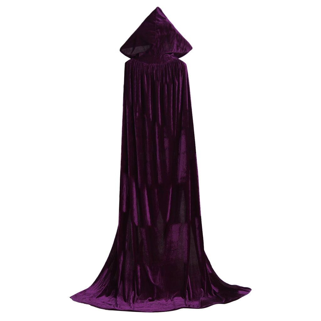 Medieval Hooded Velvet Cloak Adult Renaissance Vintage Cosplay Long Robe