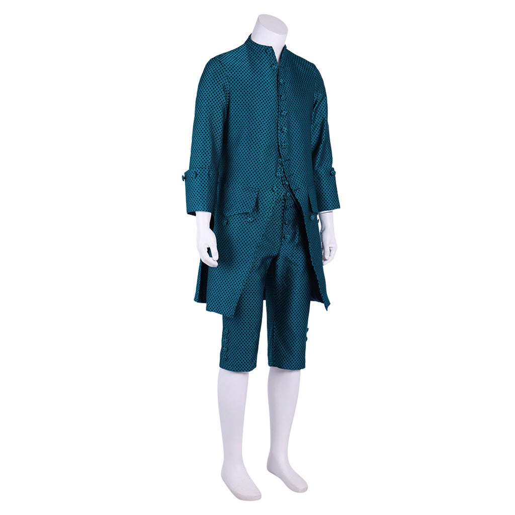 Medieval Men's Teal Elegant - Styled Aristocratic Court Costume Cosplay Stage Outfit Adult Halloween Christmas Party Themed Outfit