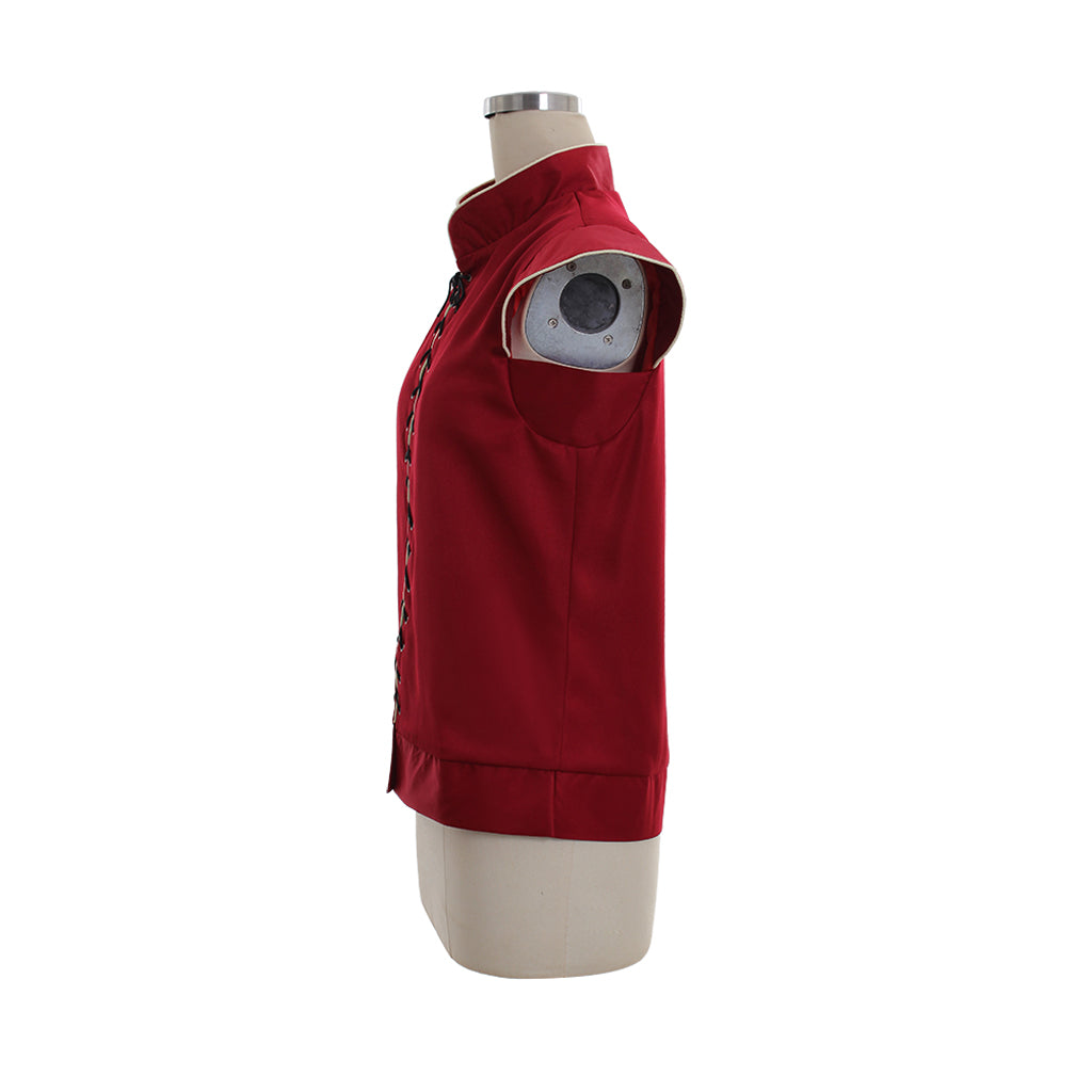 Medieval Men's Red Sleeveless Vest with Stand up Collar and Lace up Front for Cosplay Themed Events, Halloween Christmas or Parties