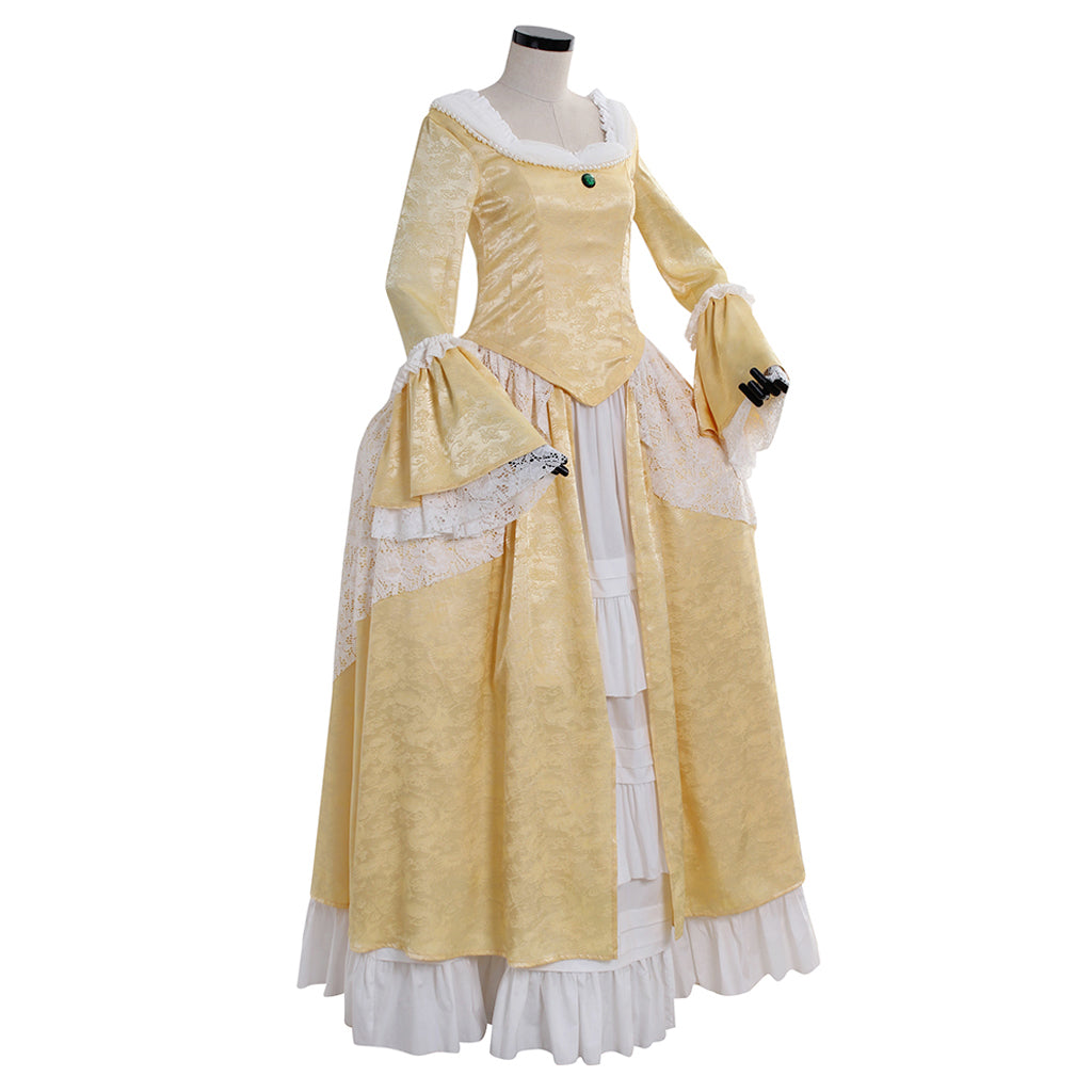 Medieval Women Viking Cream And White Cosplay Costume Adult Renaissance Ancient Gown With Lace Trim And Ruffled Hem Norse Gothic Ladies Halloween Christmas Dress
